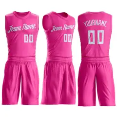 Pink White Classic Sets Basketball Jersey 2