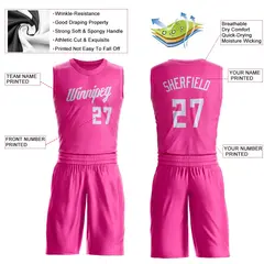 Pink White Classic Sets Basketball Jersey 3
