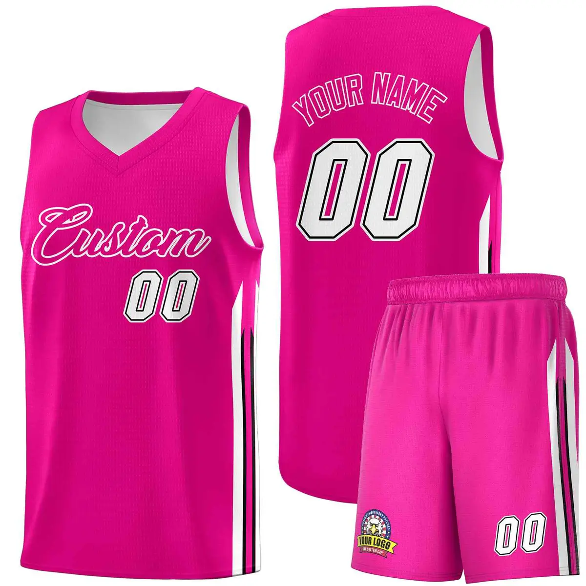 Pink White Classic Sets Sports Basketball Jersey
