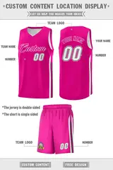 Pink White Classic Sets Sports Basketball Jersey 2