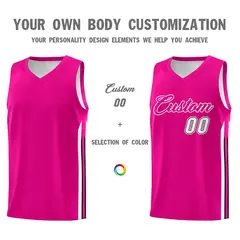 Pink White Classic Sets Sports Basketball Jersey 3