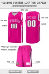 Pink White Classic Sets Sports Basketball Jersey 2