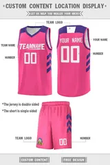 Pink White Classic Sets Sports Basketball Jersey 2