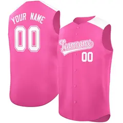 Pink White Classic Sleeveless Baseball Jersey 1