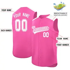 Pink White Classic Sleeveless Baseball Jersey 2