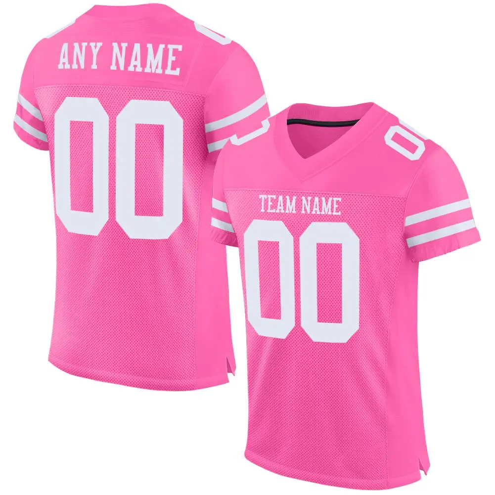 Pink White Classic Style Mesh Authentic Football Jersey