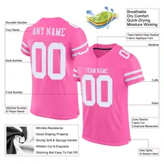 Pink White Classic Style Mesh Authentic Football Jersey 3