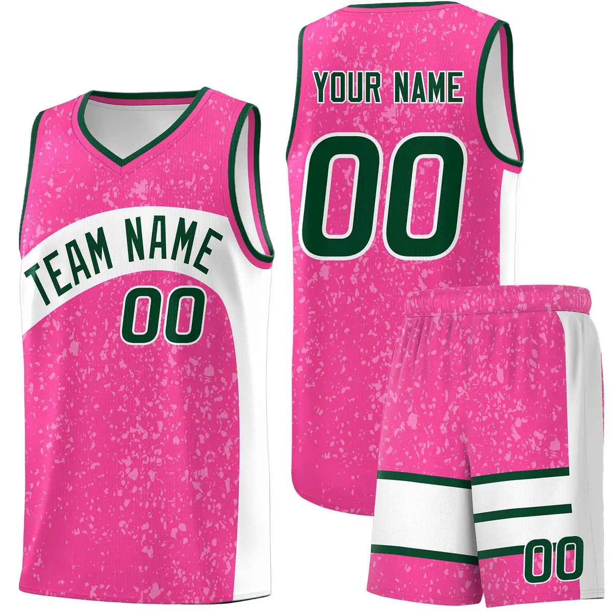 Pink White Dot Graffiti Irregular Pattern Basketball Jersey