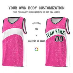 Pink White Dot Graffiti Irregular Pattern Basketball Jersey 3