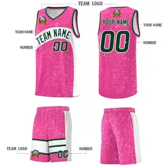 Pink White Dot Graffiti Irregular Pattern Basketball Jersey 5