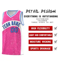Pink White Dot Graffiti Irregular Pattern Basketball Jersey 2