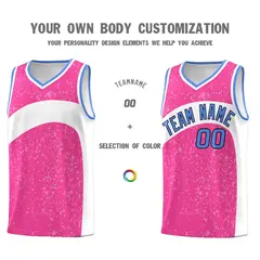 Pink White Dot Graffiti Irregular Pattern Basketball Jersey 3