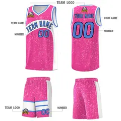 Pink White Dot Graffiti Irregular Pattern Basketball Jersey 5