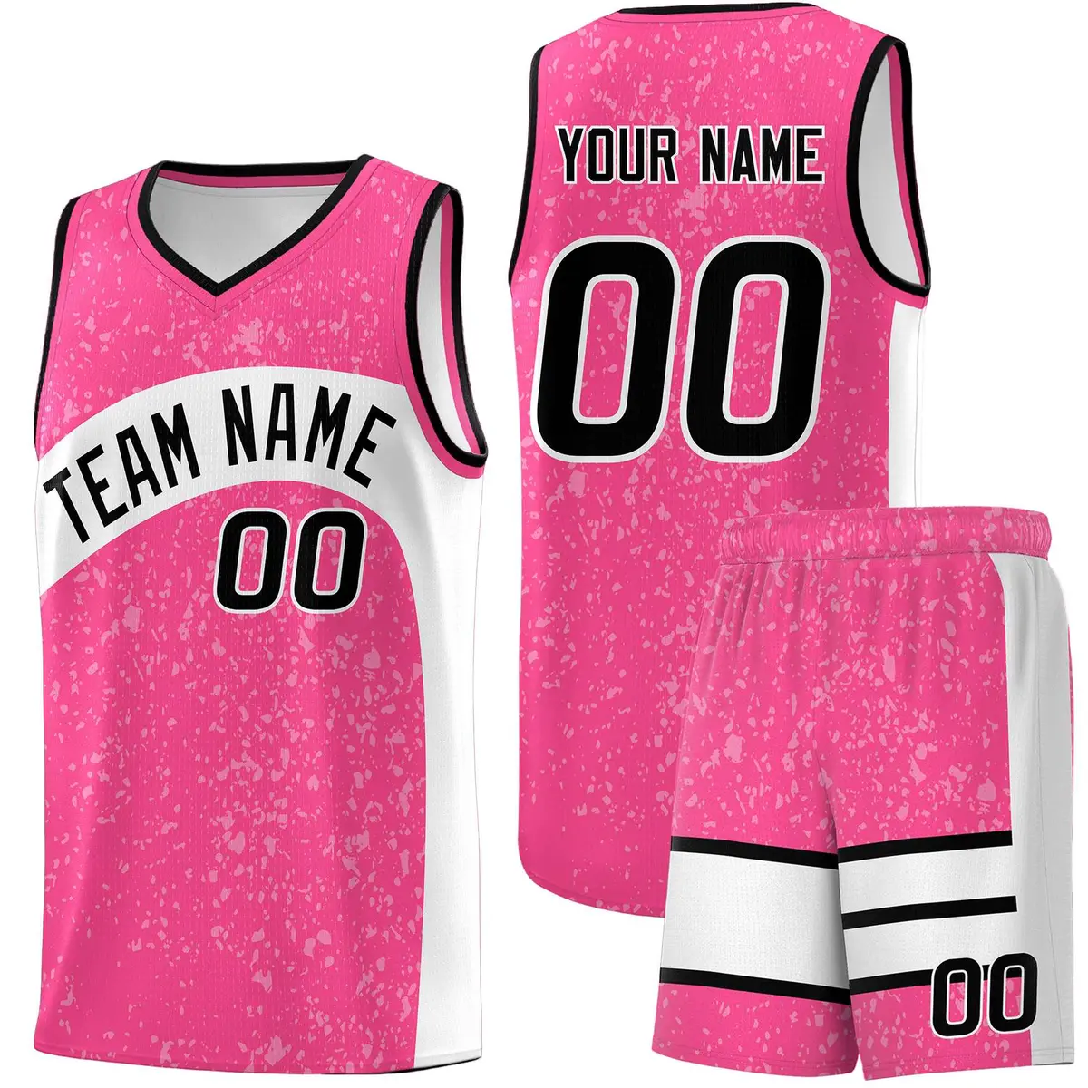 Pink White Dot Graffiti Irregular Pattern Basketball Jersey