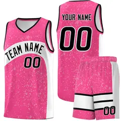 Pink White Dot Graffiti Irregular Pattern Basketball Jersey 1