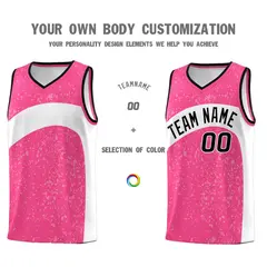 Pink White Dot Graffiti Irregular Pattern Basketball Jersey 3