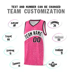 Pink White Dot Graffiti Irregular Pattern Basketball Jersey 4