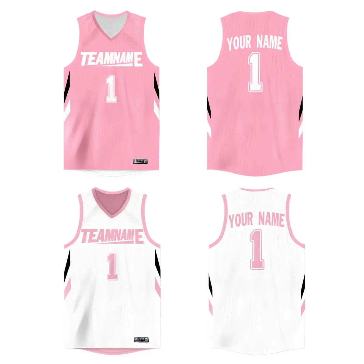 Pink White Double Side Athletic Basketball Jersey