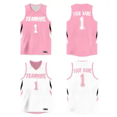 Pink White Double Side Athletic Basketball Jersey