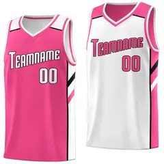 Pink White Double Side Basketball Jersey