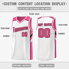 Pink White Double Side Basketball Jersey 3