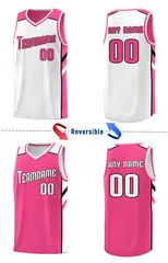 Pink White Double Side Basketball Jersey 4