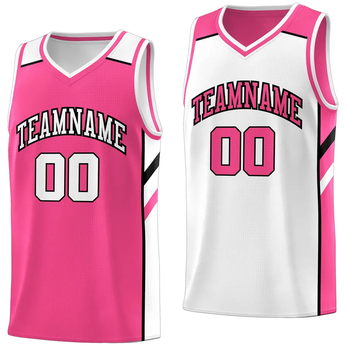 Pink White Double Side Breathable Training Basketball Jersey