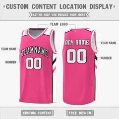 Pink White Double Side Breathable Training Basketball Jersey 2