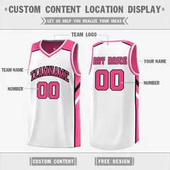 Pink White Double Side Breathable Training Basketball Jersey 3