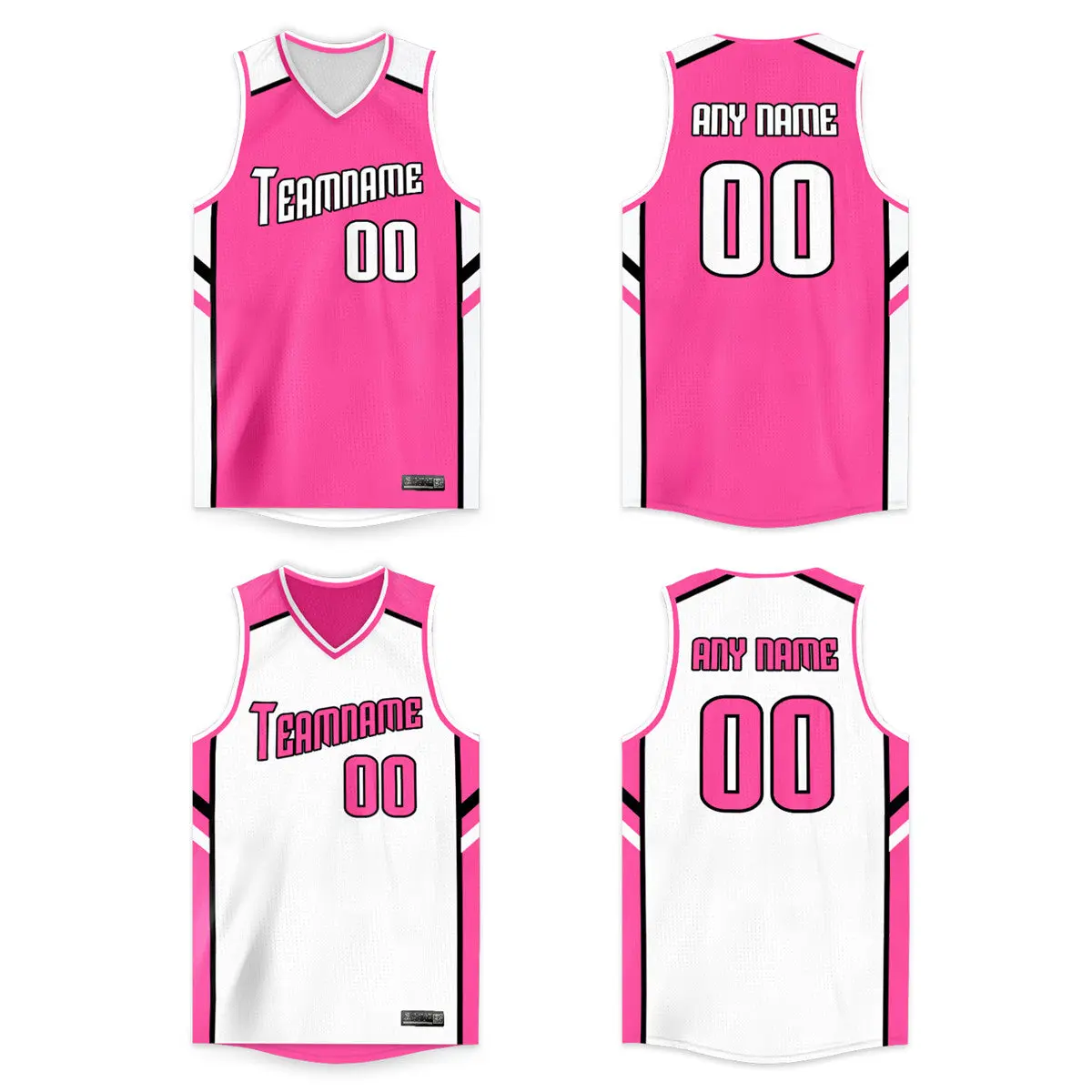 Pink White Double Side Men/Boy Basketball Jersey