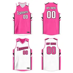Pink White Double Side Men/Boy Basketball Jersey 1