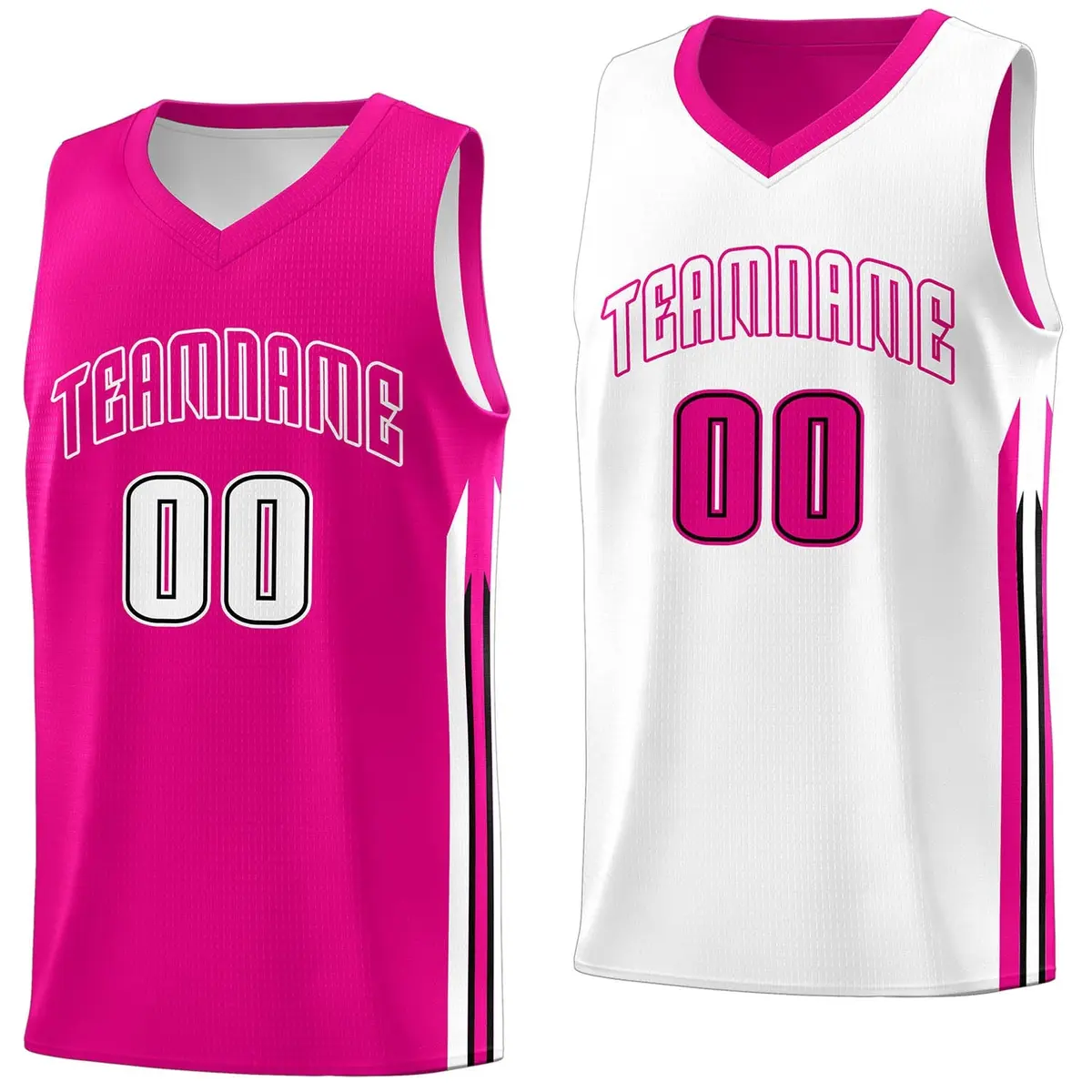 Pink White Double Side Men Sports Basketball Jersey