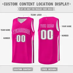 Pink White Double Side Men Sports Basketball Jersey 2