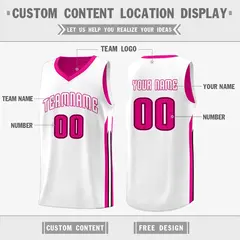 Pink White Double Side Men Sports Basketball Jersey 3