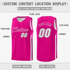 Pink White Double Side Men Training Basketball Jersey 2