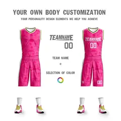 Pink White Double Side Sets Basketball Jersey 3