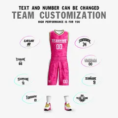 Pink White Double Side Sets Basketball Jersey 5
