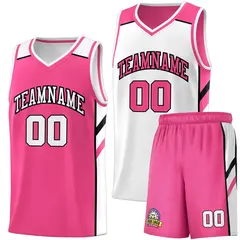 Pink White Double Side Sets Men Basketball Jersey
