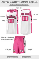 Pink White Double Side Sets Men Basketball Jersey 2
