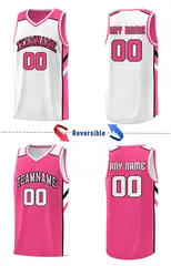 Pink White Double Side Sets Men Basketball Jersey 3