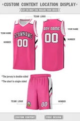 Pink White Double Side Sets Men Basketball Jersey 4