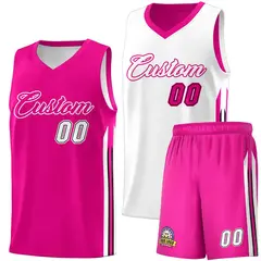 Pink White Double Side Sets Men Basketball Jersey