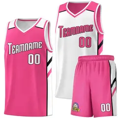 Pink White Double Side Sets Men Basketball Jersey