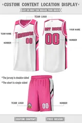 Pink White Double Side Sets Men Basketball Jersey 2