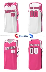 Pink White Double Side Sets Men Basketball Jersey 3