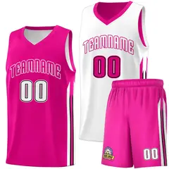 Pink White Double Side Sets Men Basketball Jersey