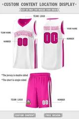 Pink White Double Side Sets Men Basketball Jersey 2