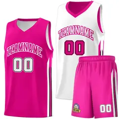 Pink White Double Side Sets Men Basketball Jersey