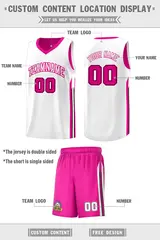 Pink White Double Side Sets Men Basketball Jersey 2