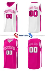 Pink White Double Side Sets Men Basketball Jersey 3
